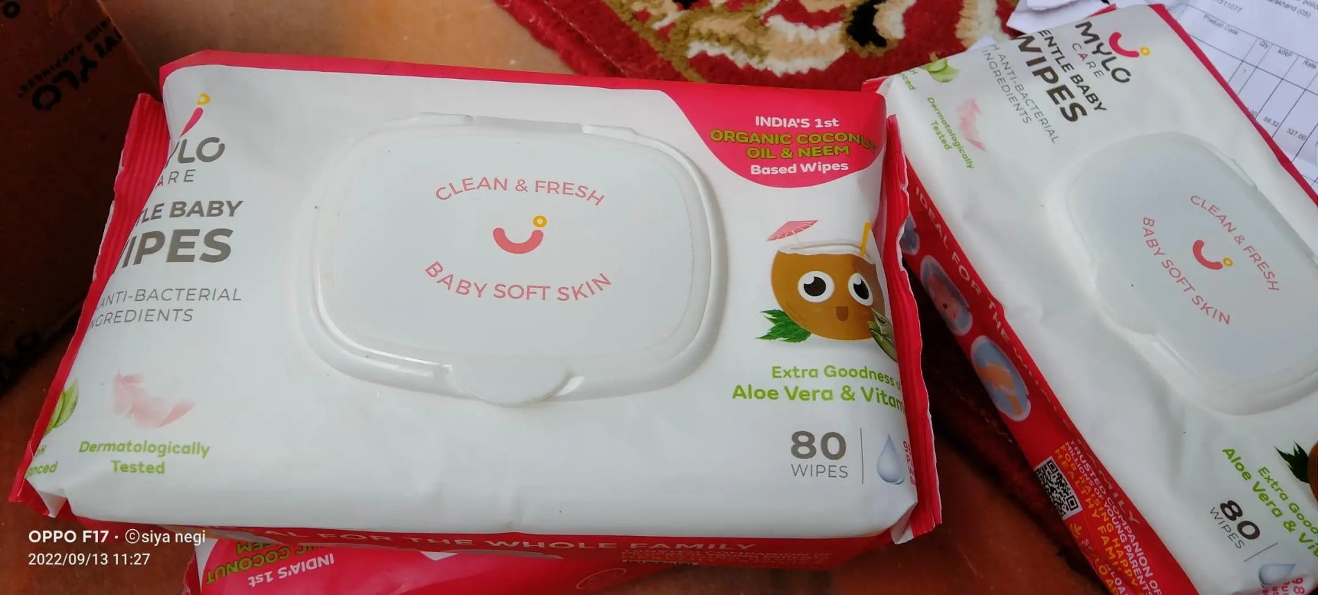 Gentle Baby Wipes With Lid - Organic Coconut Oil, Neem, Aloe Vera and Vitamin E | 98% Pure Water | Dermatologically Tested (Pack of 3) - 72 Wipes Per Pack