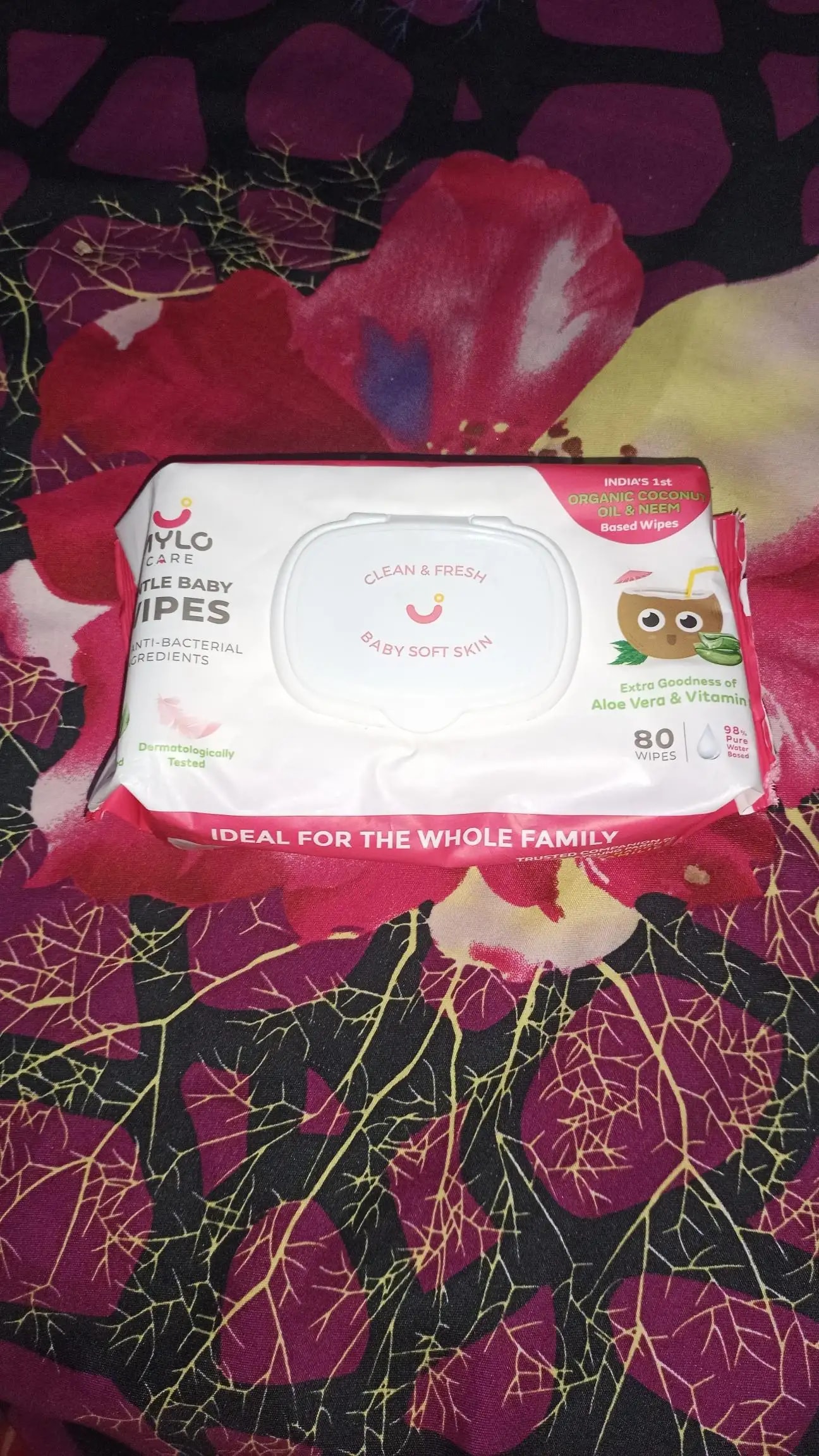 Gentle Baby Wipes With Lid - Organic Coconut Oil, Neem, Aloe Vera and Vitamin E | 98% Pure Water | Dermatologically Tested (Pack of 3) - 72 Wipes Per Pack