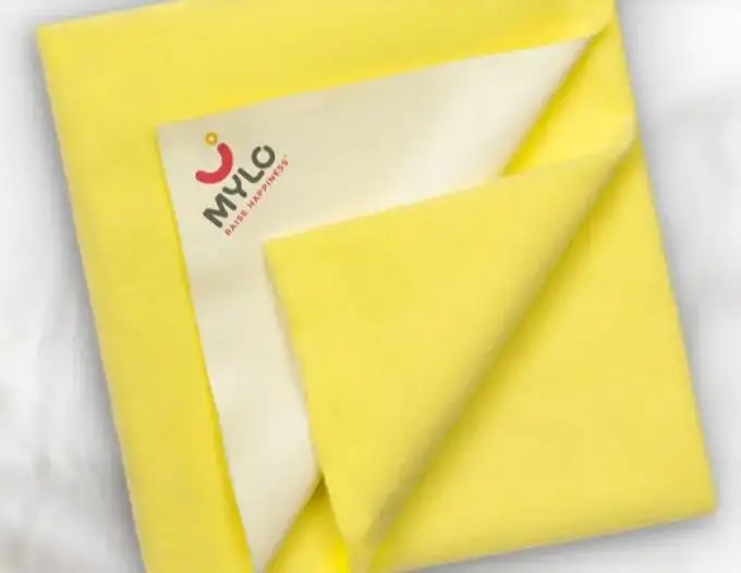 Waterproof Extra Absorbent Baby Dry Sheet & Bed Protector | Guards Against Spills, Stains & Nappy Leaks | Foldable & Portable - Yellow - M