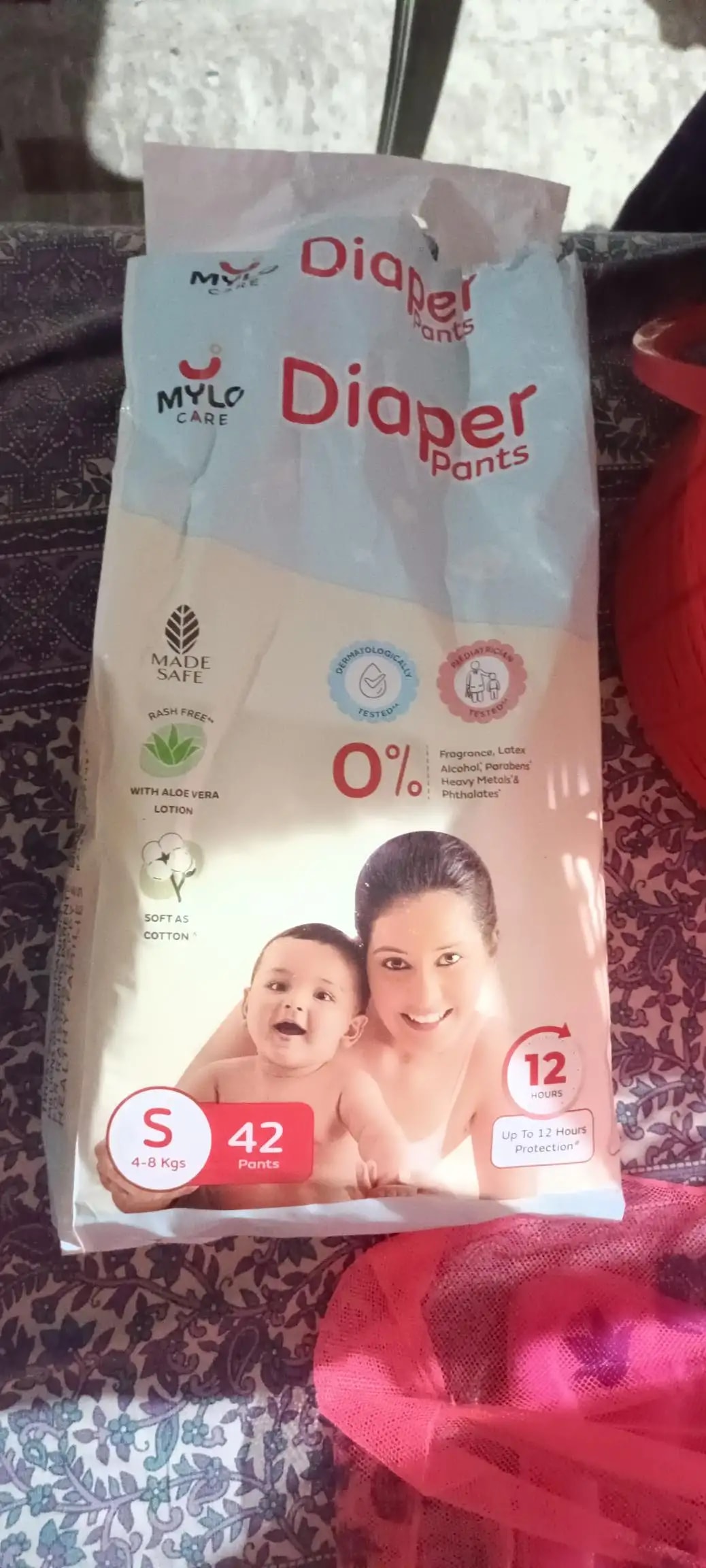 Baby Diaper Pants Small (S) Size 4-8 kgs (42 count) Leak Proof | Lightweight | Rash Free | 12 Hours Protection | ADL Technology (Pack of 1)