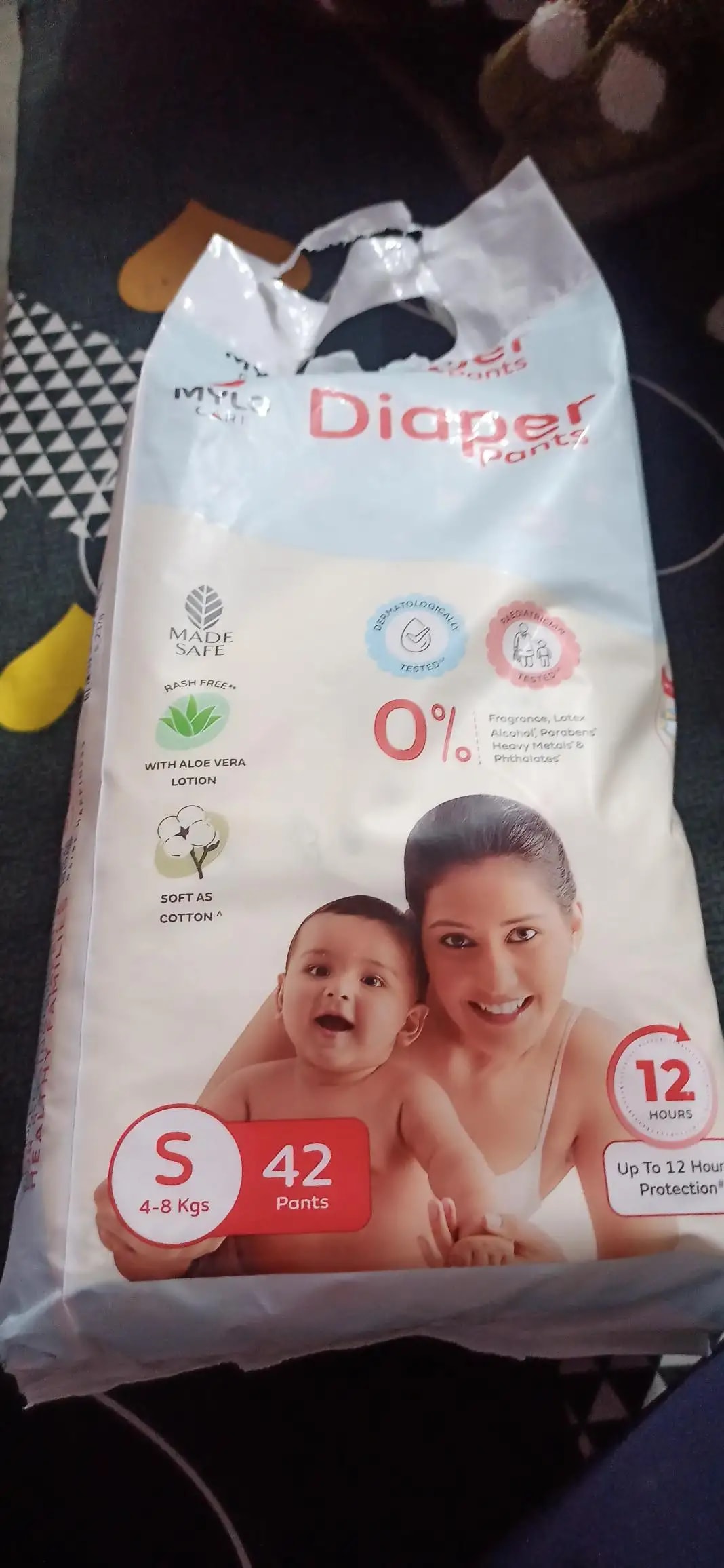 Baby Diaper Pants Small (S) Size 4-8 kgs (42 count) Leak Proof | Lightweight | Rash Free | 12 Hours Protection | ADL Technology (Pack of 1)