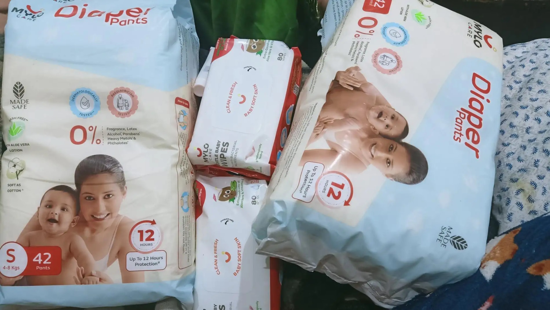 Super Saver Combo - Baby Diaper Pants Medium (M) 7-8 kgs - (76 count) Leak Proof + Extra Virgin Coconut Oil (200ml)