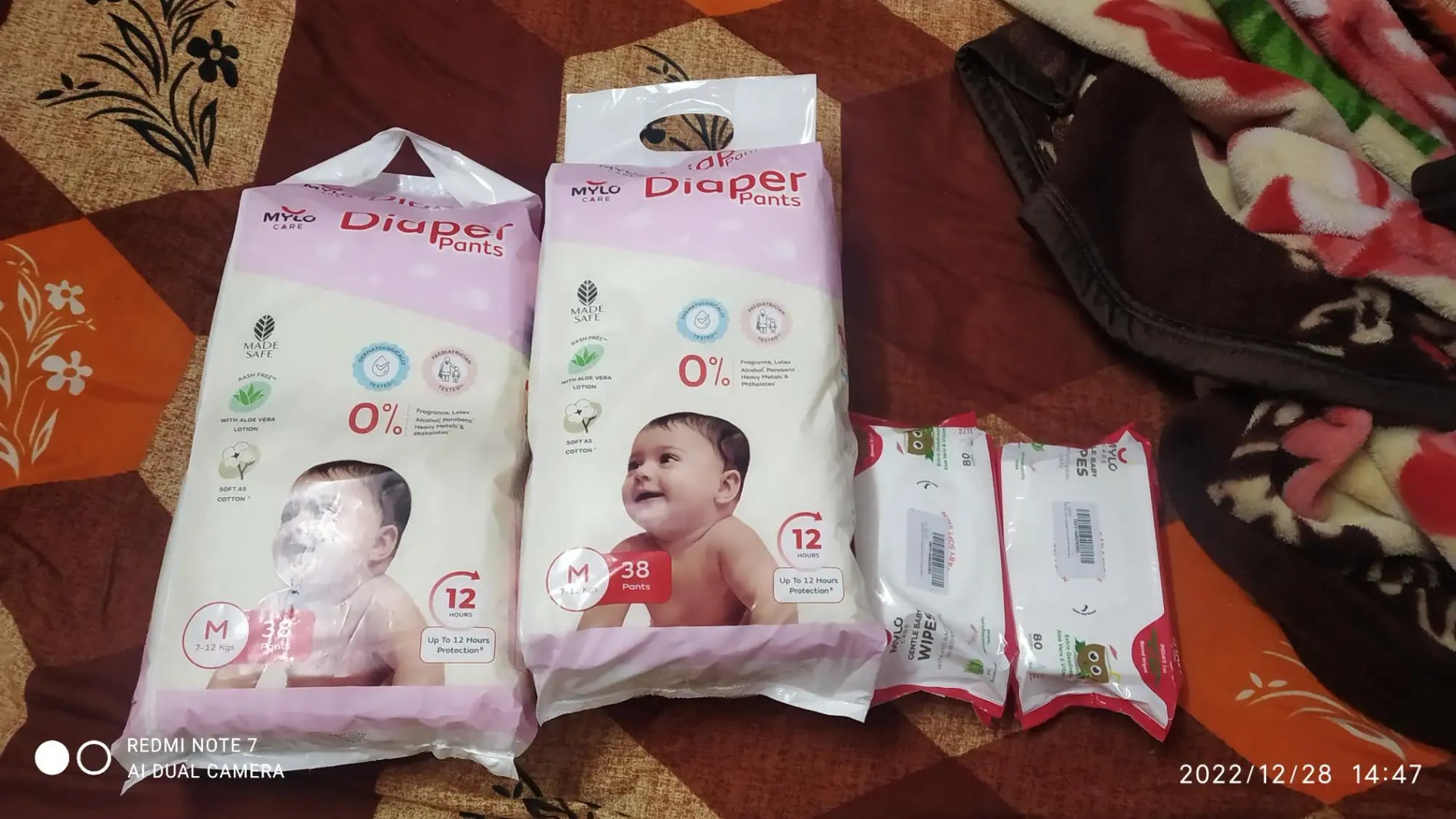 Super Saver Combo - Baby Diaper Pants Medium (M) 7-8 kgs - (76 count) Leak Proof + Extra Virgin Coconut Oil (200ml)