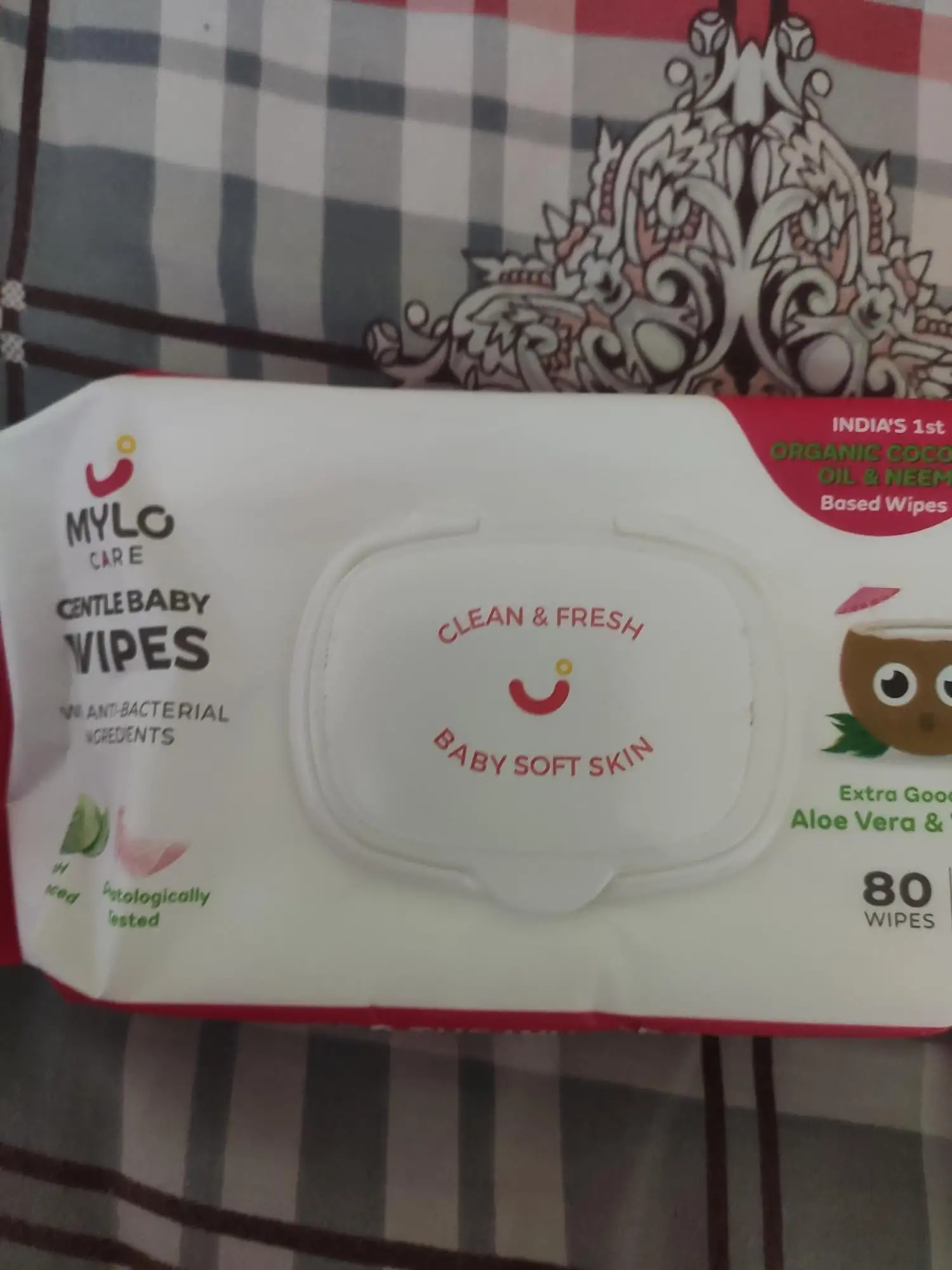 Gentle Baby Wipes With Lid - Organic Coconut Oil, Neem, Aloe Vera and Vitamin E | 98% Pure Water | Dermatologically Tested (Pack of 3) - 72 Wipes Per Pack