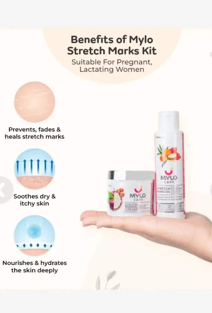 Stretch Marks Kit - Removes Scars | Made with Natural Ingredients | Tightens Skin - (Stretch Mark Oil - 100 ml, Stretch Marks Cream - 100ml)
