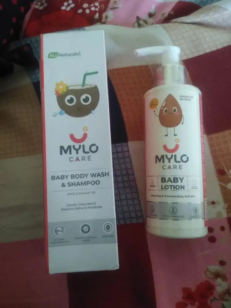 Baby Bath Essentials - Baby Body Wash & Shampoo (200 ml) and Mylo Care Baby Lotion (200 ml) | Tear Free Formulation | 24 Hours Moisturization