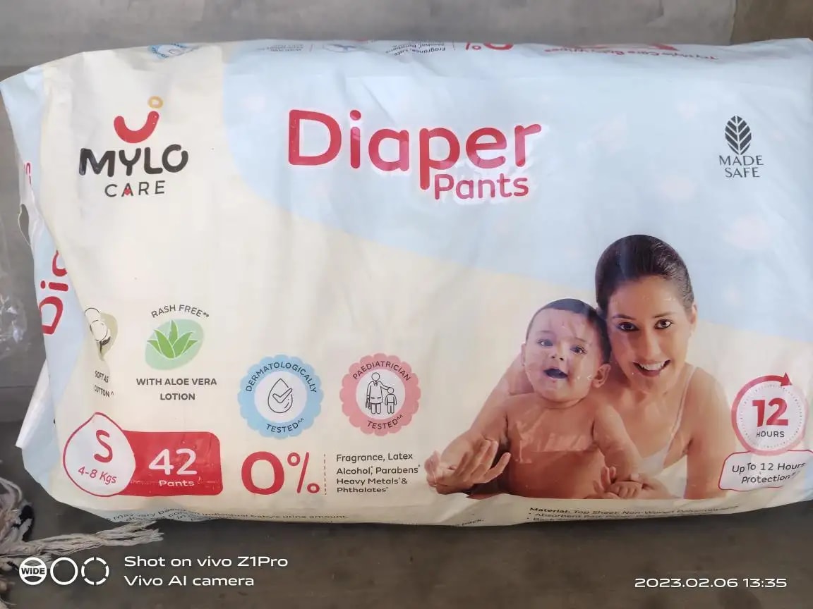 Baby Diaper Pants Small (S) Size 4-8 kgs (42 count) Leak Proof | Lightweight | Rash Free | 12 Hours Protection | ADL Technology (Pack of 1)