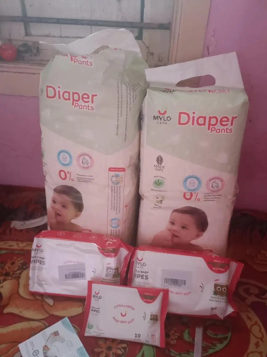Super Saver Combo - Baby Diaper Pants Medium (M) 7-8 kgs - (76 count) Leak Proof + Extra Virgin Coconut Oil (200ml)