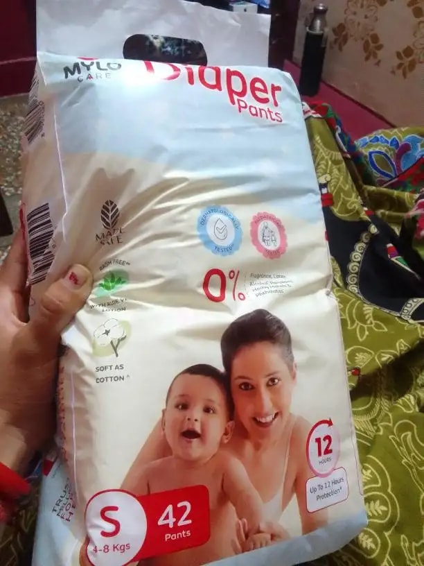 Baby Diaper Pants Small (S) Size 4-8 kgs (42 count) Leak Proof | Lightweight | Rash Free | 12 Hours Protection | ADL Technology (Pack of 1)