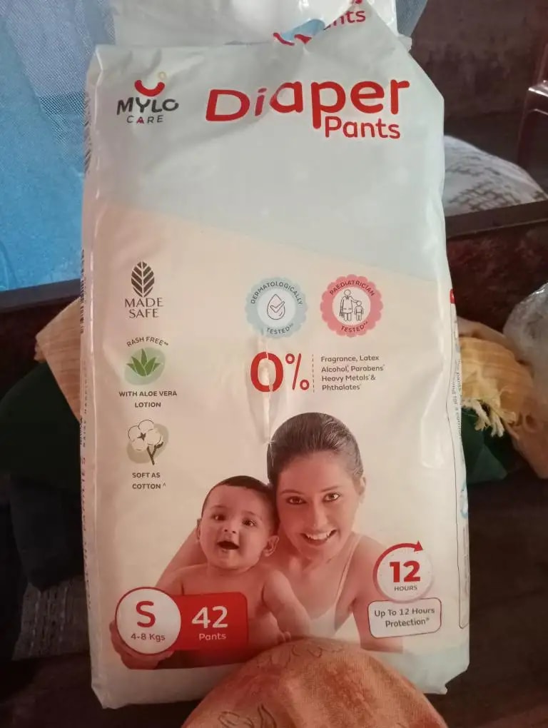 Baby Diaper Pants Small (S) Size 4-8 kgs (42 count) Leak Proof | Lightweight | Rash Free | 12 Hours Protection | ADL Technology (Pack of 1)