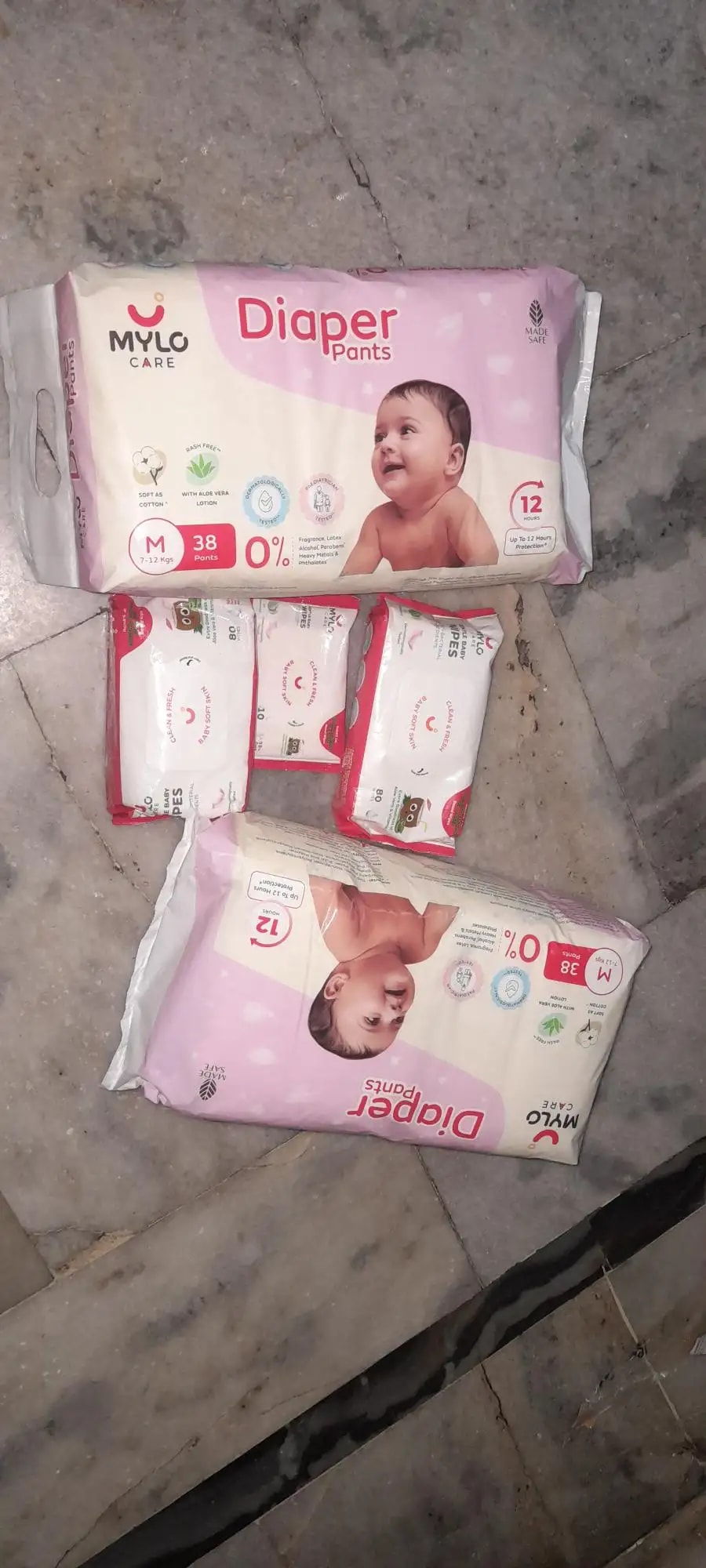 Super Saver Combo - Baby Diaper Pants Medium (M) 7-8 kgs - (76 count) Leak Proof + Extra Virgin Coconut Oil (200ml)