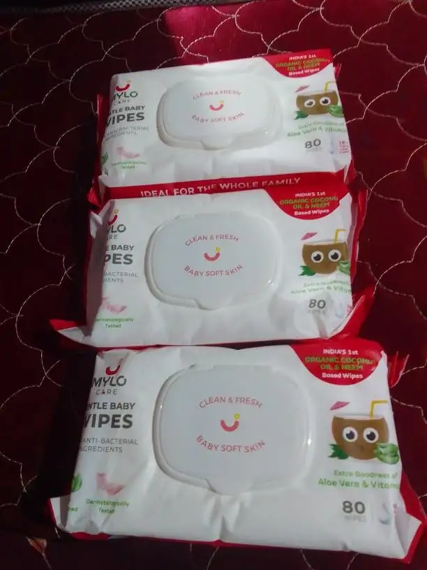 Gentle Baby Wipes With Lid - Organic Coconut Oil, Neem, Aloe Vera and Vitamin E | 98% Pure Water | Dermatologically Tested (Pack of 3) - 72 Wipes Per Pack