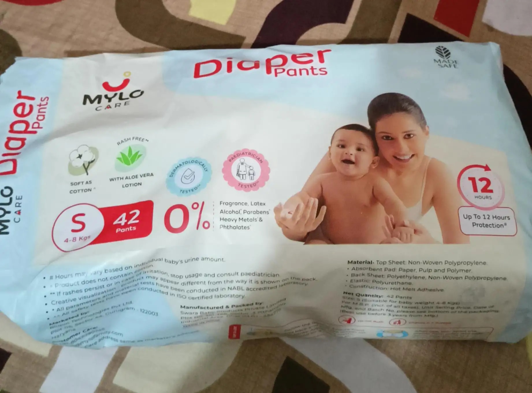 Baby Diaper Pants Small (S) Size 4-8 kgs (42 count) Leak Proof | Lightweight | Rash Free | 12 Hours Protection | ADL Technology (Pack of 1)