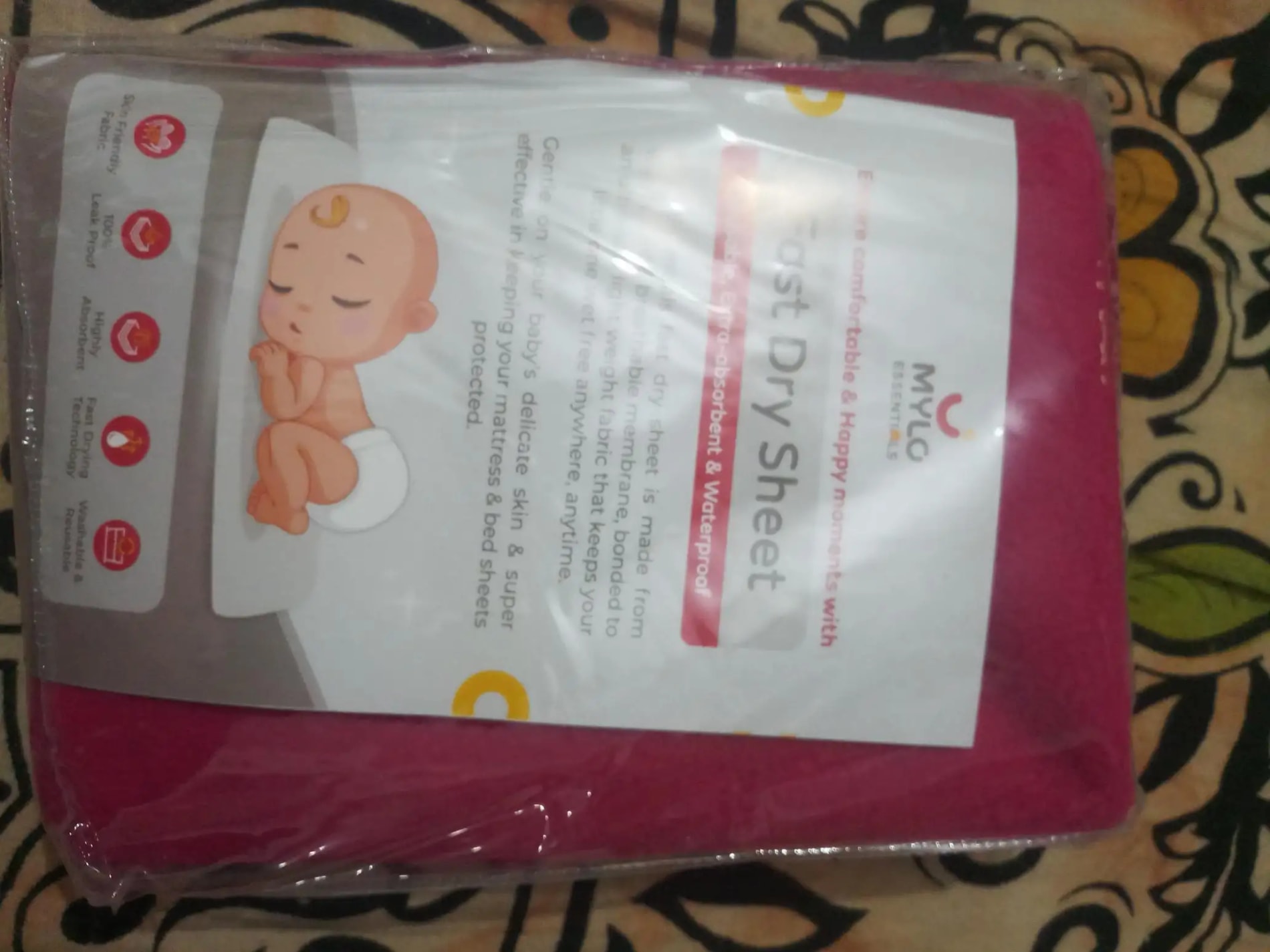 Waterproof Extra Absorbent Baby Dry Sheet & Bed Protector | Guards Against Spills, Stains & Nappy Leaks | Foldable & Portable - Yellow - M