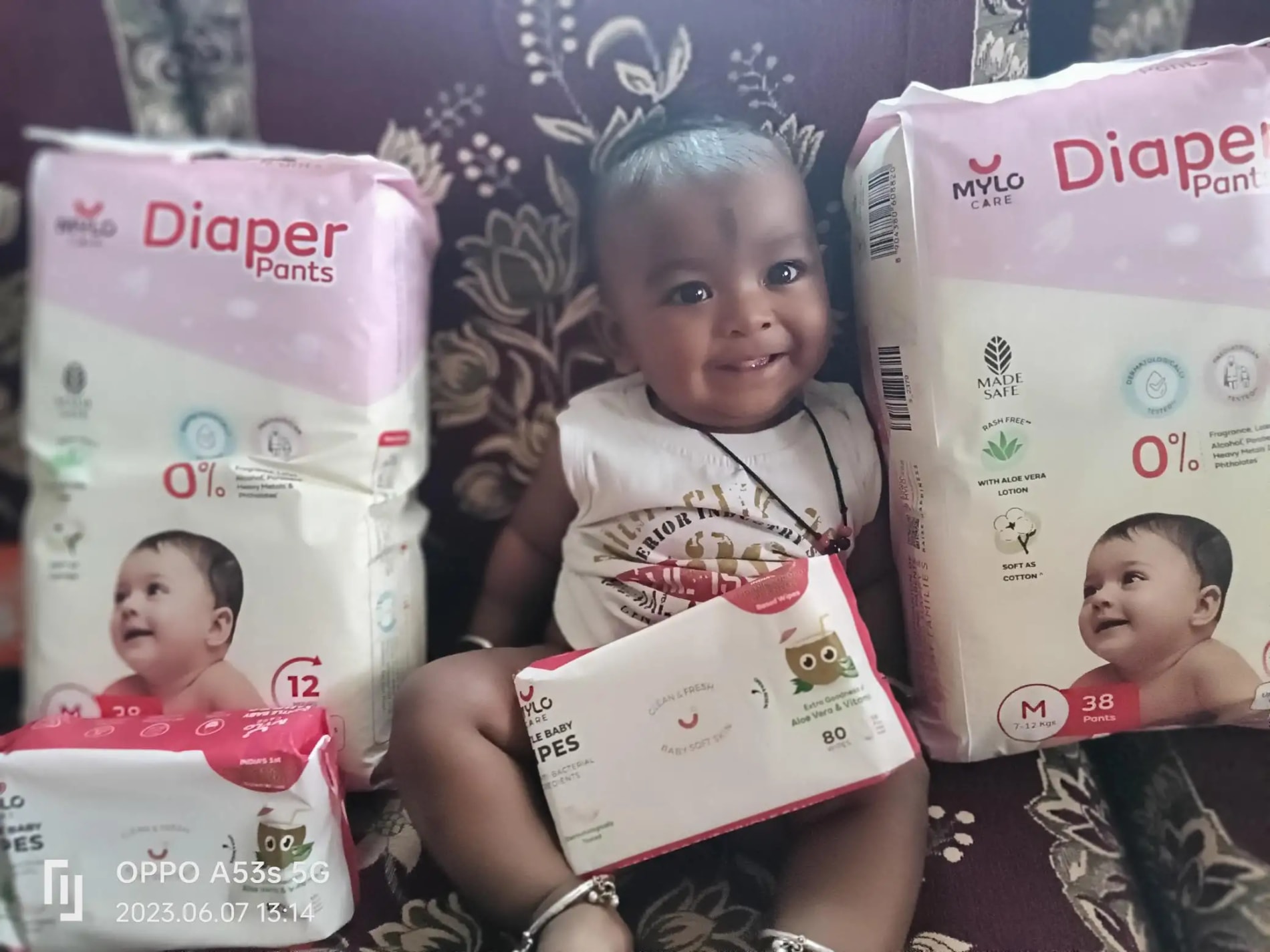 Super Saver Combo - Baby Diaper Pants Medium (M) 7-8 kgs - (76 count) Leak Proof + Extra Virgin Coconut Oil (200ml)