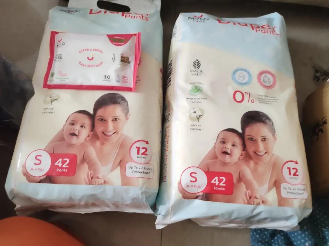 Super Saver Combo - Baby Diaper Pants Medium (M) 7-8 kgs - (76 count) Leak Proof + Extra Virgin Coconut Oil (200ml)
