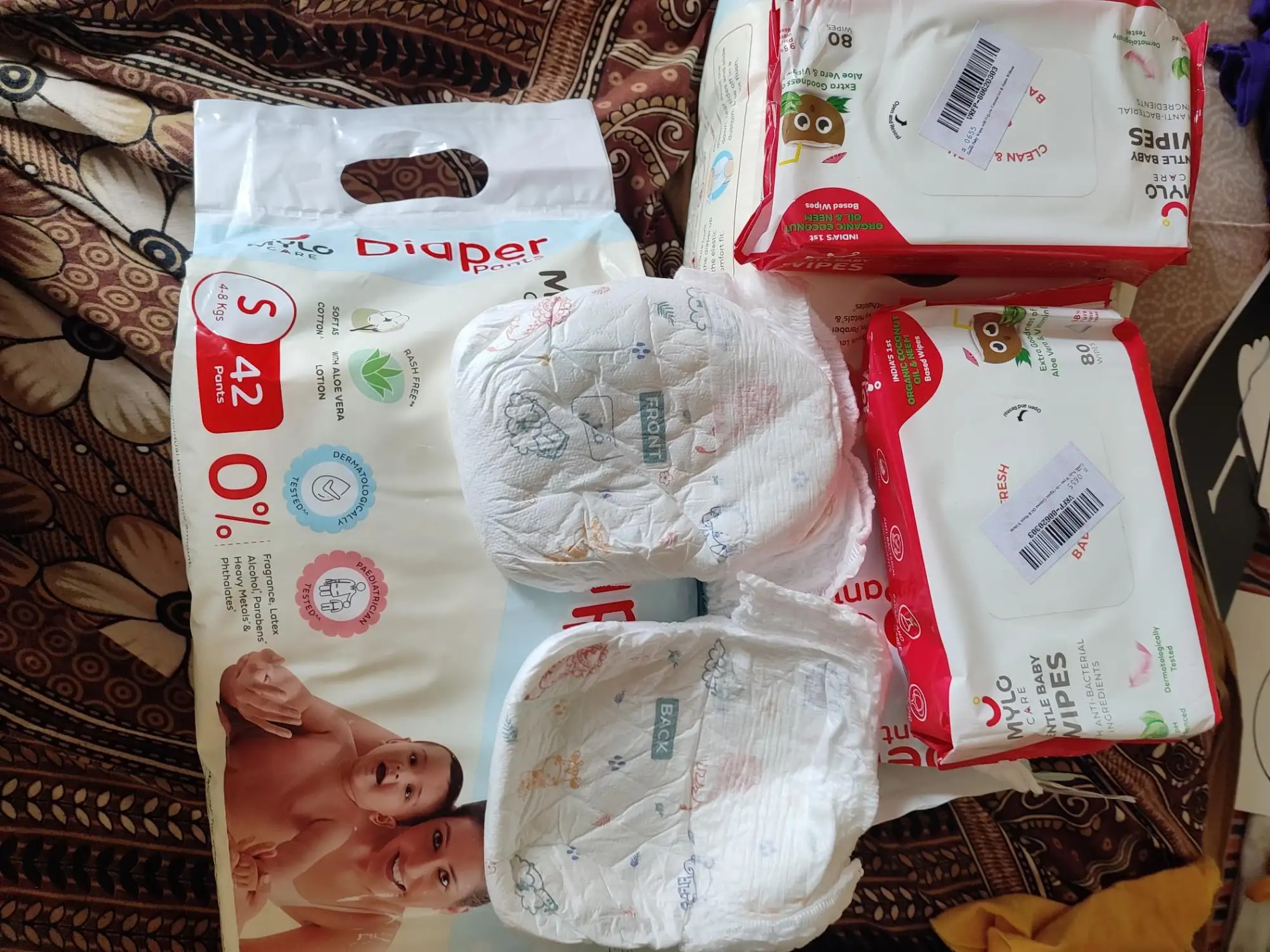 Super Saver Combo - Baby Diaper Pants Medium (M) 7-8 kgs - (76 count) Leak Proof + Extra Virgin Coconut Oil (200ml)