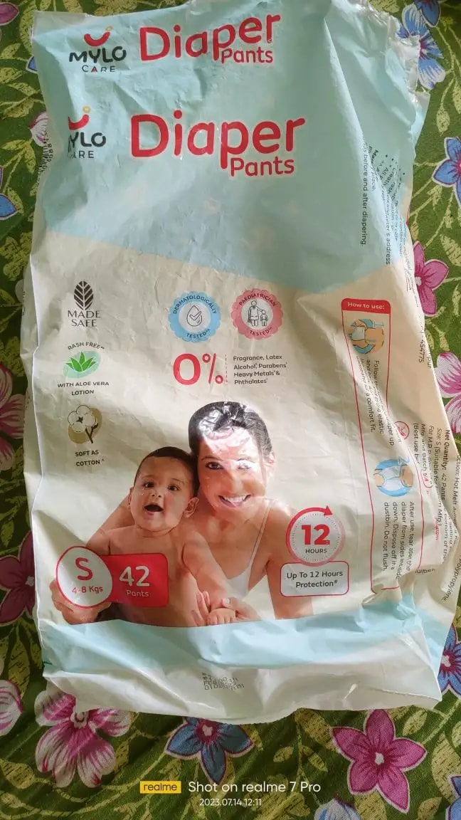 Baby Diaper Pants Small (S) Size 4-8 kgs (42 count) Leak Proof | Lightweight | Rash Free | 12 Hours Protection | ADL Technology (Pack of 1)