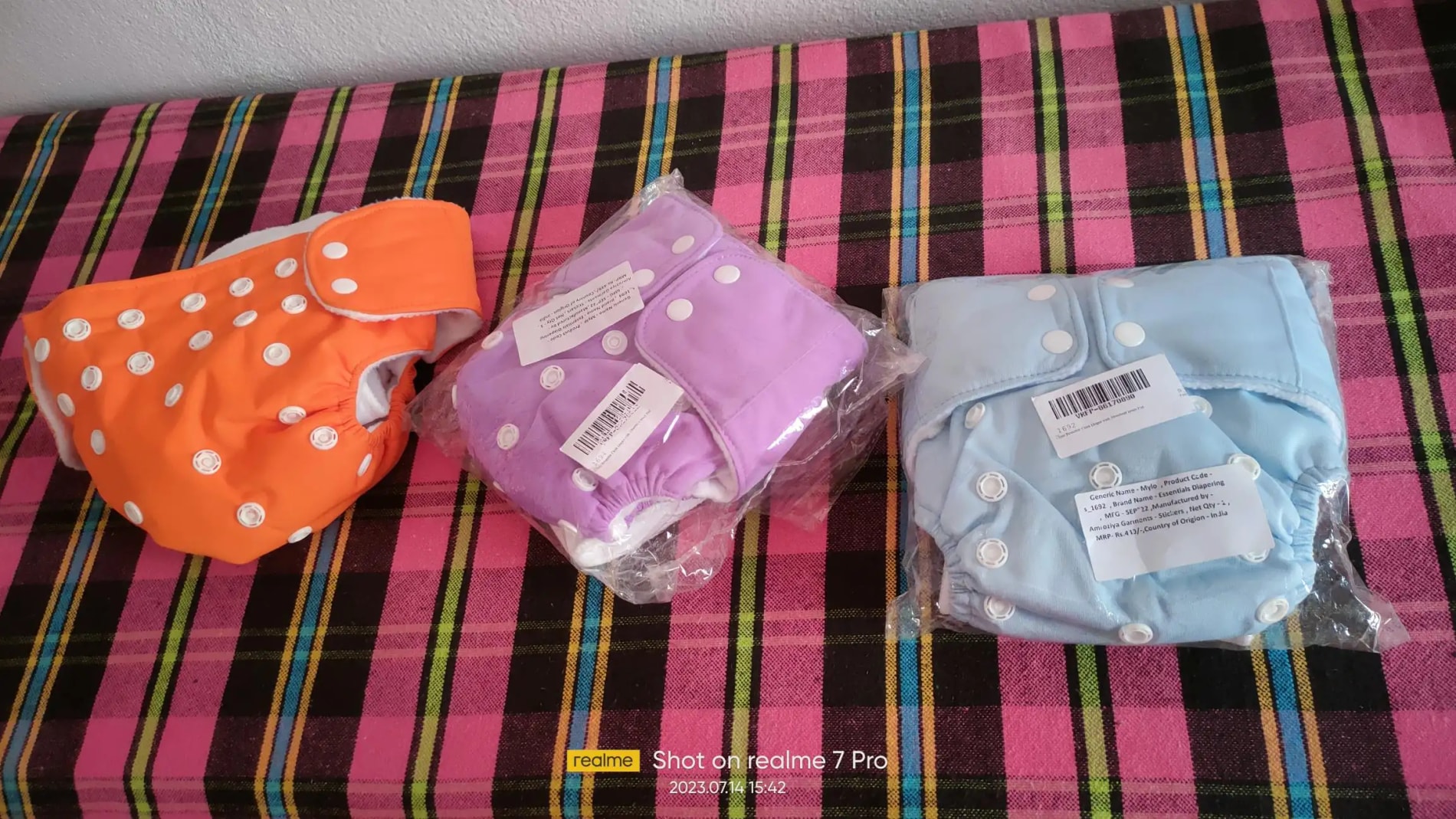 Adjustable Washable & Reusable Cloth Diaper With Dry Feel, Absorbent Insert Pad (3M-3Y) | Oeko-Tex Certified | Prevents Rashes - Assorted Colors - Pack of 4