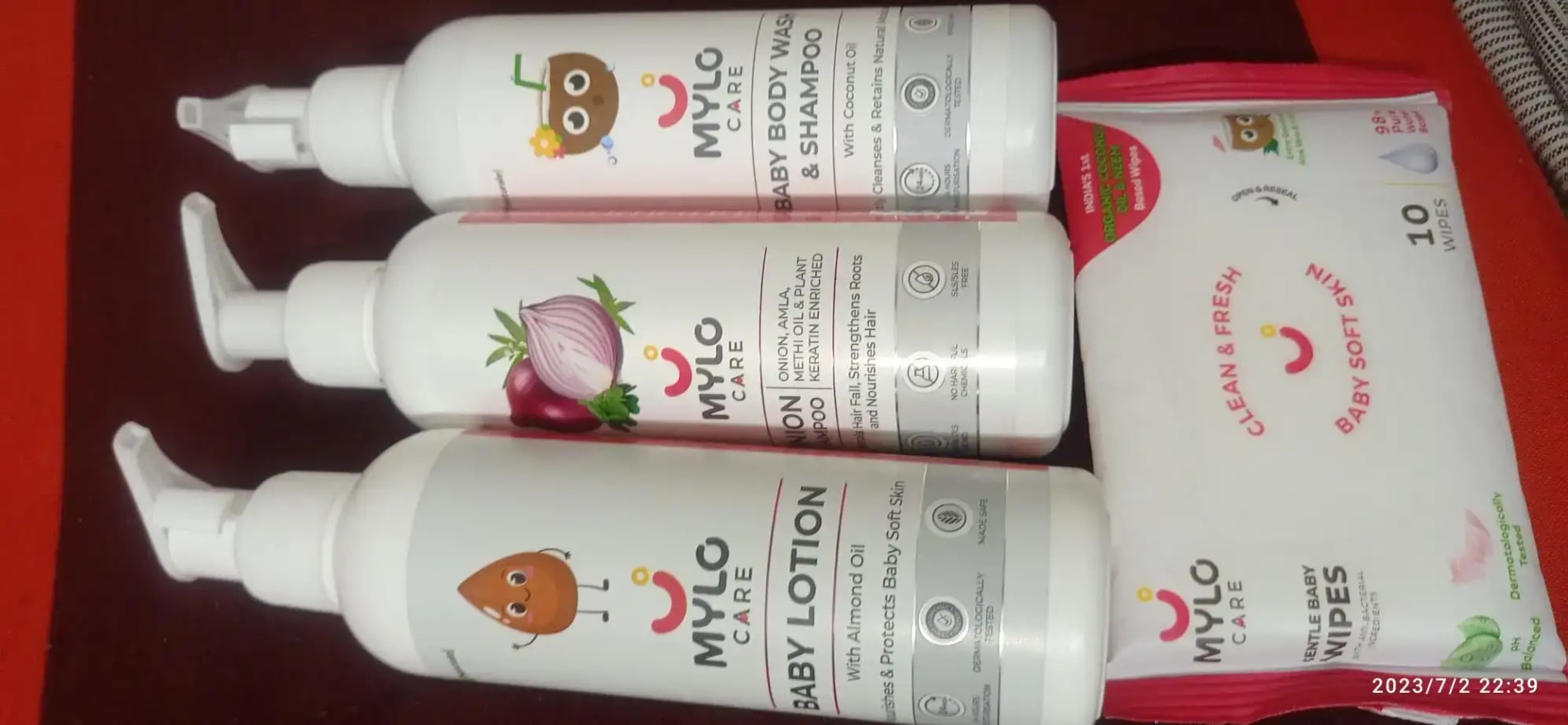 Baby Bath Essentials - Baby Body Wash & Shampoo (200 ml) and Mylo Care Baby Lotion (200 ml) | Tear Free Formulation | 24 Hours Moisturization
