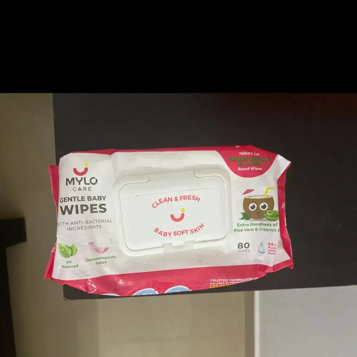 Gentle Baby Wipes With Lid - Organic Coconut Oil, Neem, Aloe Vera and Vitamin E | 98% Pure Water | Dermatologically Tested (Pack of 3) - 72 Wipes Per Pack