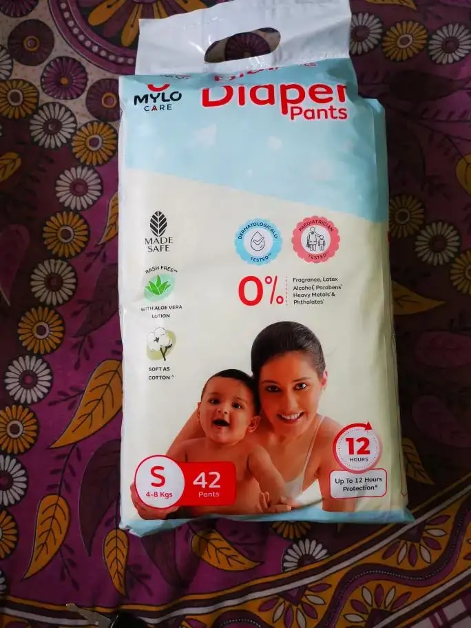 Baby Diaper Pants Small (S) Size 4-8 kgs (42 count) Leak Proof | Lightweight | Rash Free | 12 Hours Protection | ADL Technology (Pack of 1)