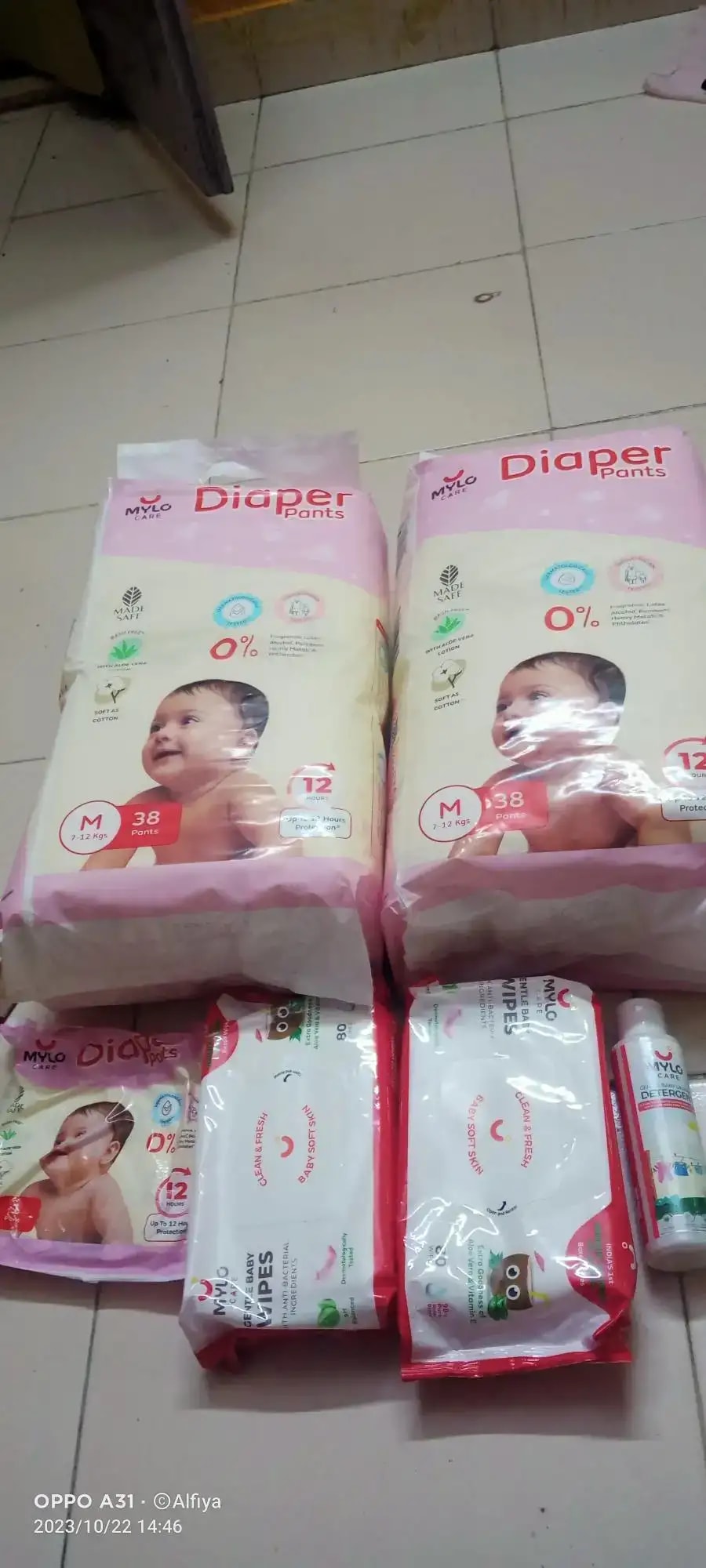 Super Saver Combo - Baby Diaper Pants Medium (M) 7-8 kgs - (76 count) Leak Proof + Extra Virgin Coconut Oil (200ml)
