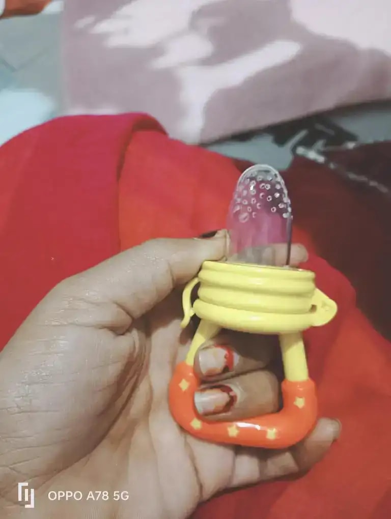 Feels Natural Ultra Soft Fruit & Food Nibbler- Pink | Convenient to Introduce Fruits & Veggies to Baby | Ultra-soft Silicone Mesh for Easy Chewing | Easy One Snap Filling | Helps Relieve Teething Discomfort
