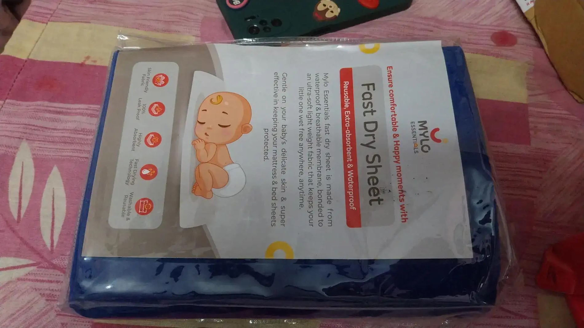 Waterproof Extra Absorbent Baby Dry Sheet & Bed Protector | Guards Against Spills, Stains & Nappy Leaks | Foldable & Portable - Yellow - M