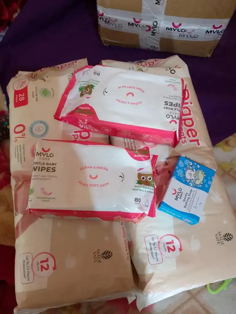 Super Saver Combo - Baby Diaper Pants Medium (M) 7-8 kgs - (76 count) Leak Proof + Extra Virgin Coconut Oil (200ml)