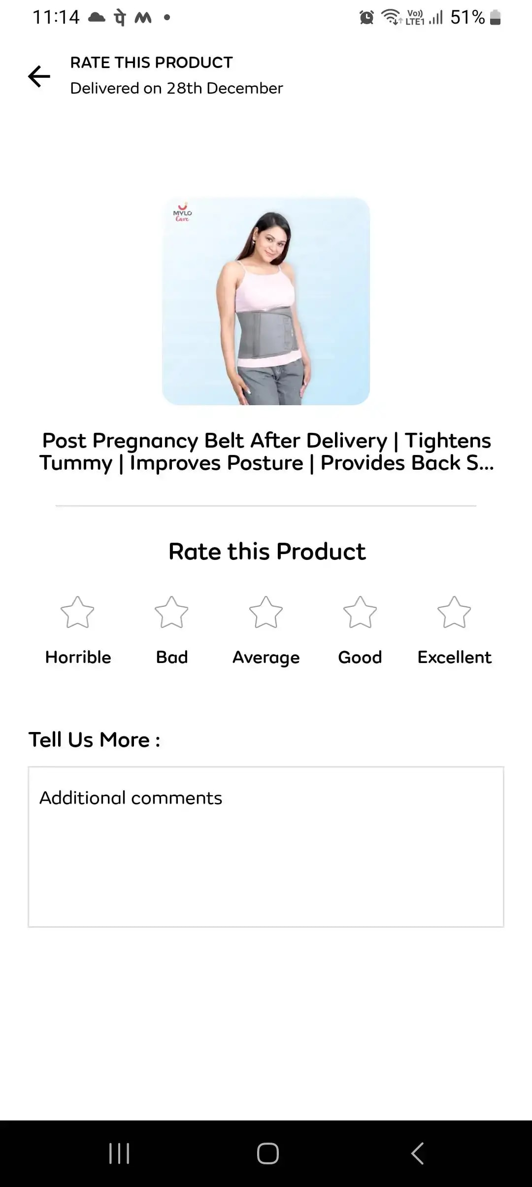 Post Pregnancy Belt After Delivery | Tightens Tummy | Improves Posture | Provides Back Support | Belly fat Loss Belt | Comfortable & Lightweight - M