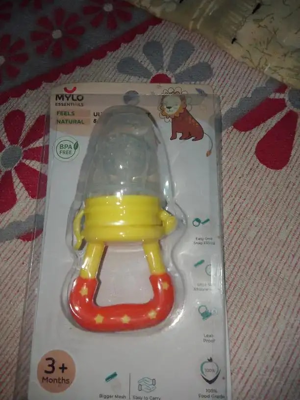 Feels Natural Ultra Soft Fruit & Food Nibbler- Pink | Convenient to Introduce Fruits & Veggies to Baby | Ultra-soft Silicone Mesh for Easy Chewing | Easy One Snap Filling | Helps Relieve Teething Discomfort