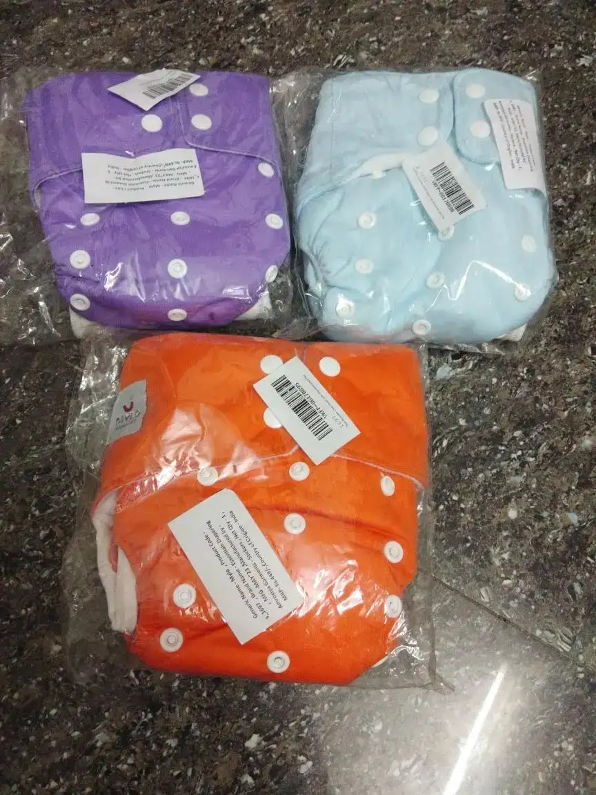 Adjustable Washable & Reusable Cloth Diaper With Dry Feel, Absorbent Insert Pad (3M-3Y) | Oeko-Tex Certified | Prevents Rashes - Assorted Colors - Pack of 4