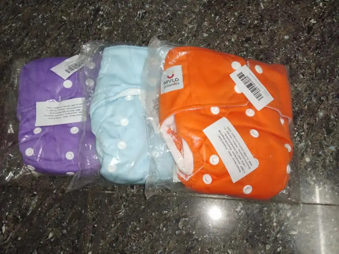Adjustable Washable & Reusable Cloth Diaper With Dry Feel, Absorbent Insert Pad (3M-3Y) | Oeko-Tex Certified | Prevents Rashes - Assorted Colors - Pack of 4