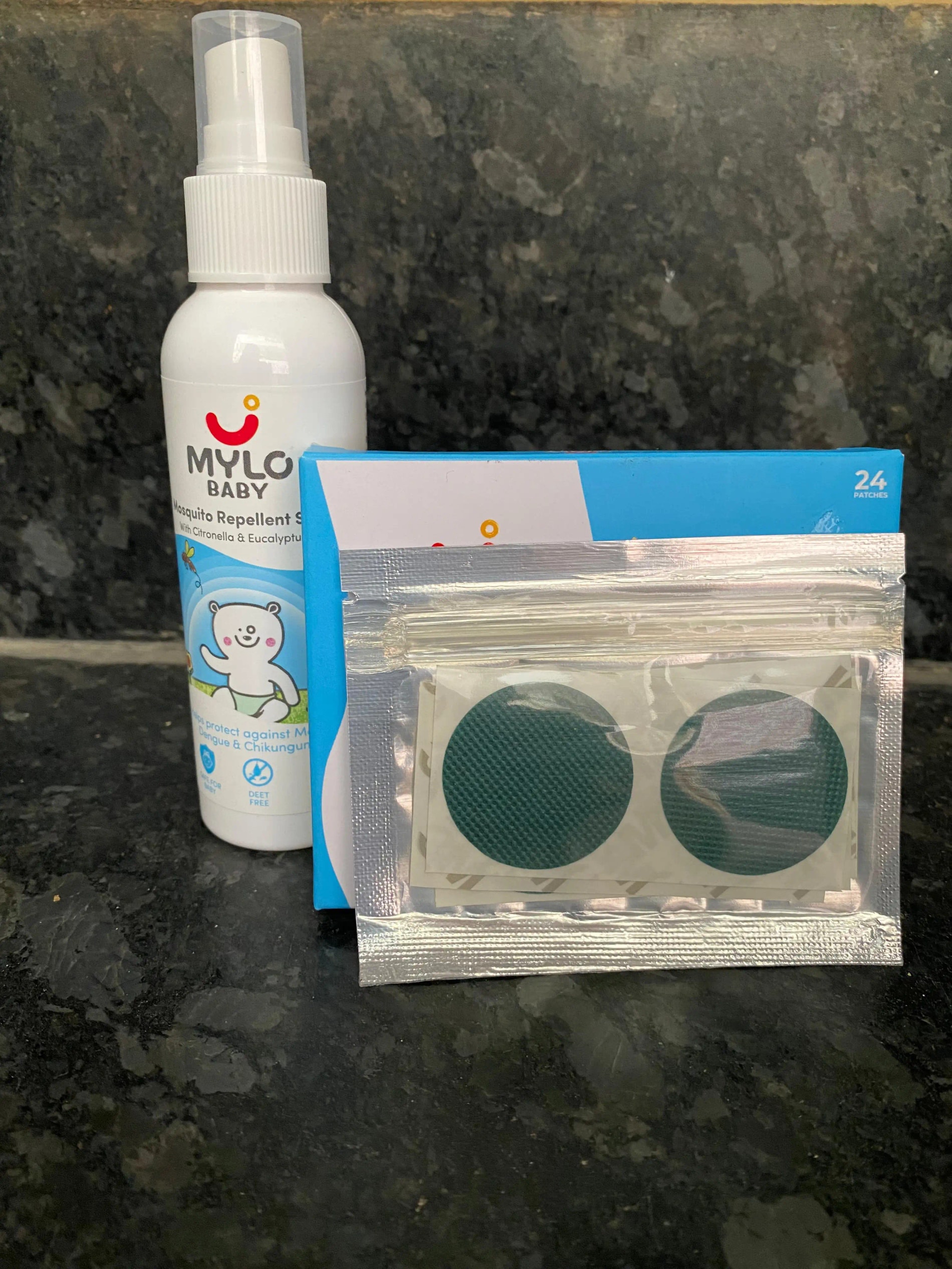 Baby Mosquito Spray (100 ml) & Mosquito Patches for Kids (24 Patches) | 100% Natural Ingredients | Protect Against Dengue, Malaria, Chikungunya | 12 Hour Protection