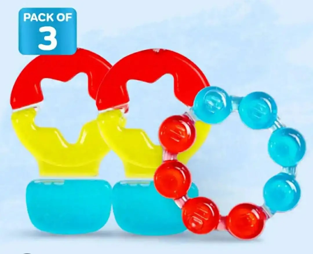 Teether for Kids | Relieves Sore Teething Gums | BPA Free, Food Grade & Non Toxic | ISI Marked | Easy to Hold | Pack of 3 - 1 Ring + 2 Hot Air Balloon