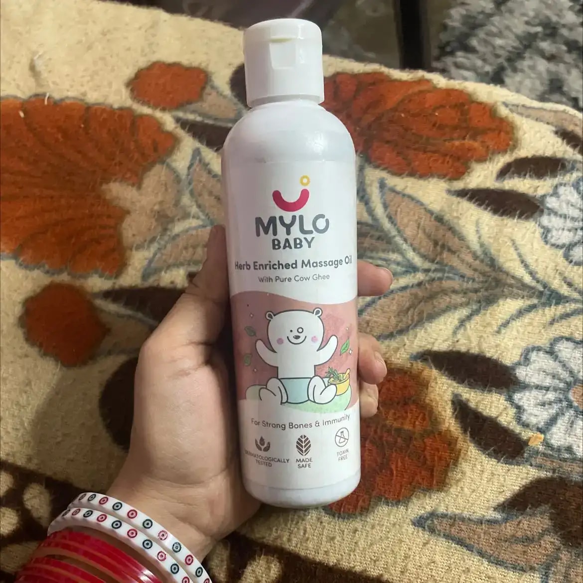 Mylo Herb Enriched Baby Massage Oil - 200 ml | Dermatologically Tested | Made Safe Certified | Nourishes Skin | Strengthens Immunity | Ayurvedic Preparation
