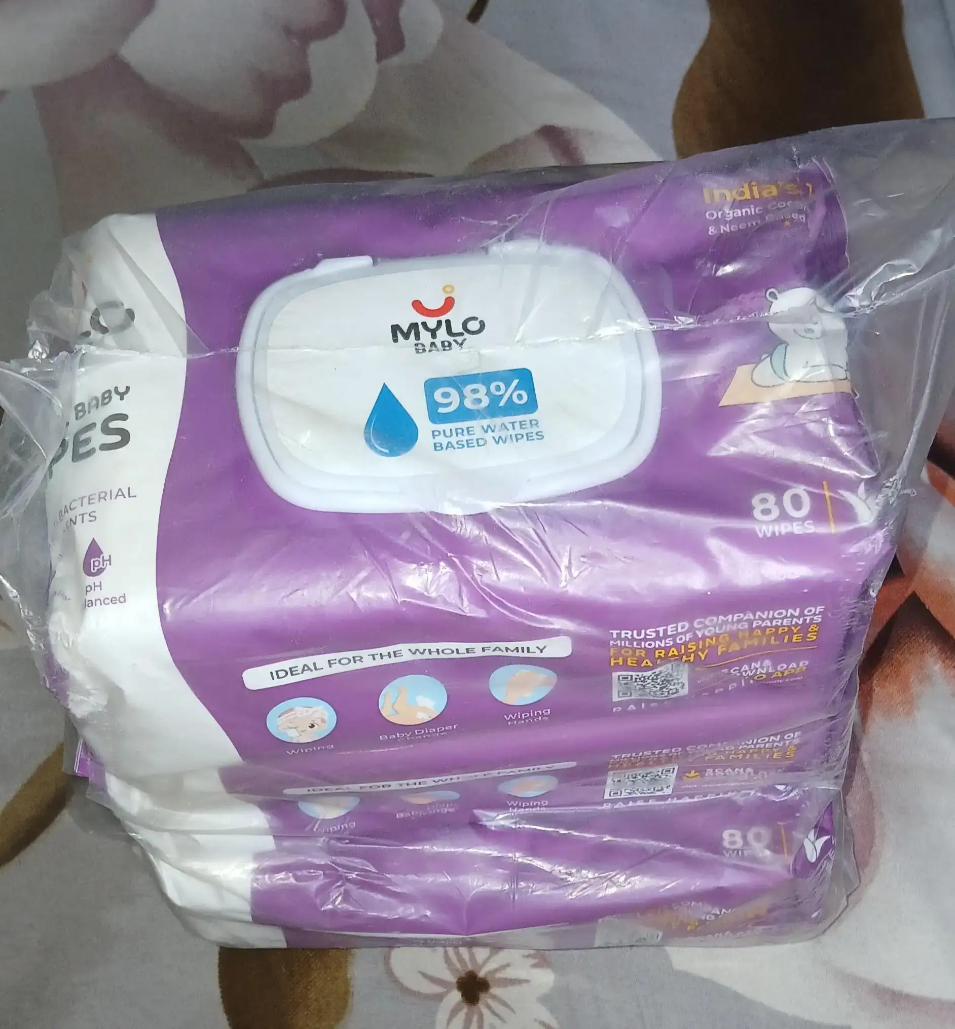 Gentle Baby Wipes With Lid - Organic Coconut Oil, Neem, Aloe Vera and Vitamin E | 98% Pure Water | Dermatologically Tested (Pack of 3) - 72 Wipes Per Pack
