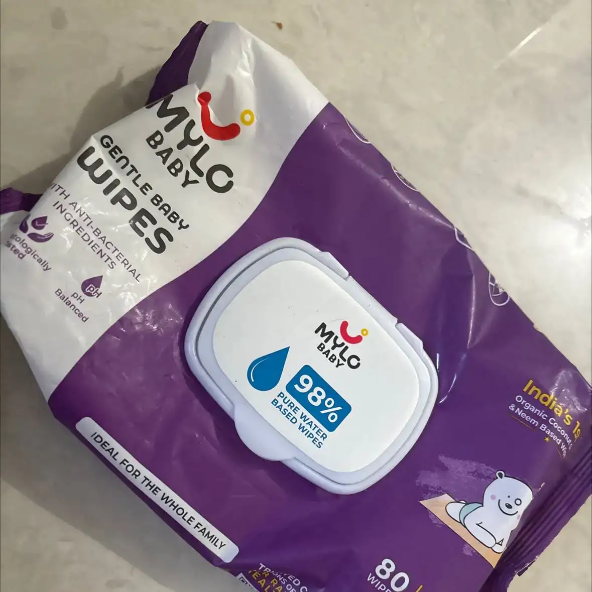 Gentle Baby Wipes with Organic Coconut Oil & Neem With Lid (single pack)