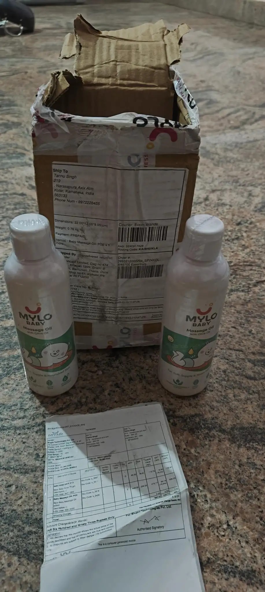 Baby Massage Oil 200ml | Improves Complexion & Skin Tone | Moisturizes & Nourishes Skin | Aids in Sun Protection | Made Safe Certified - Pack of 2