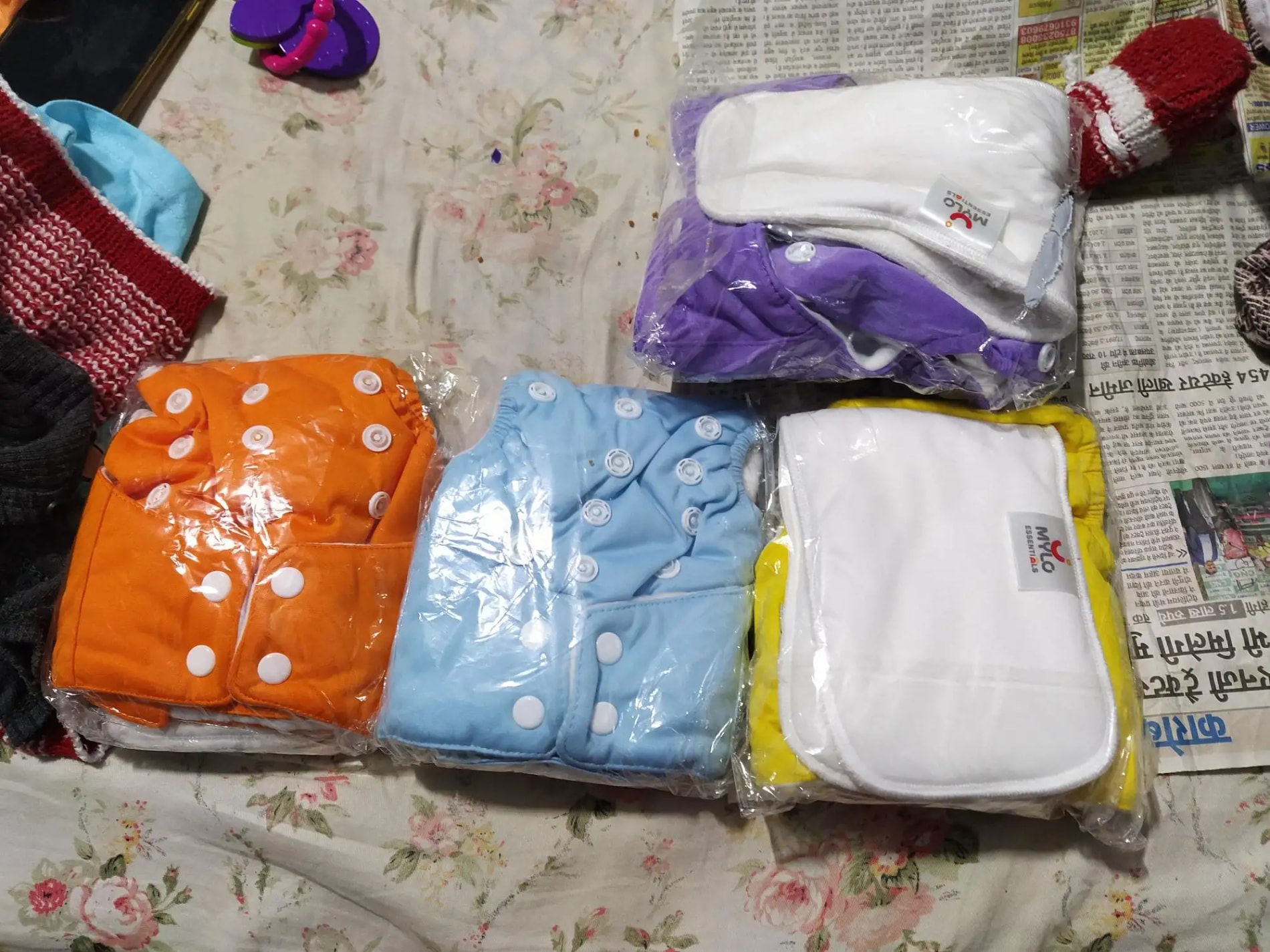 Adjustable Washable & Reusable Cloth Diaper With Dry Feel, Absorbent Insert Pad (3M-3Y) | Oeko-Tex Certified | Prevents Rashes - Assorted Colors - Pack of 4