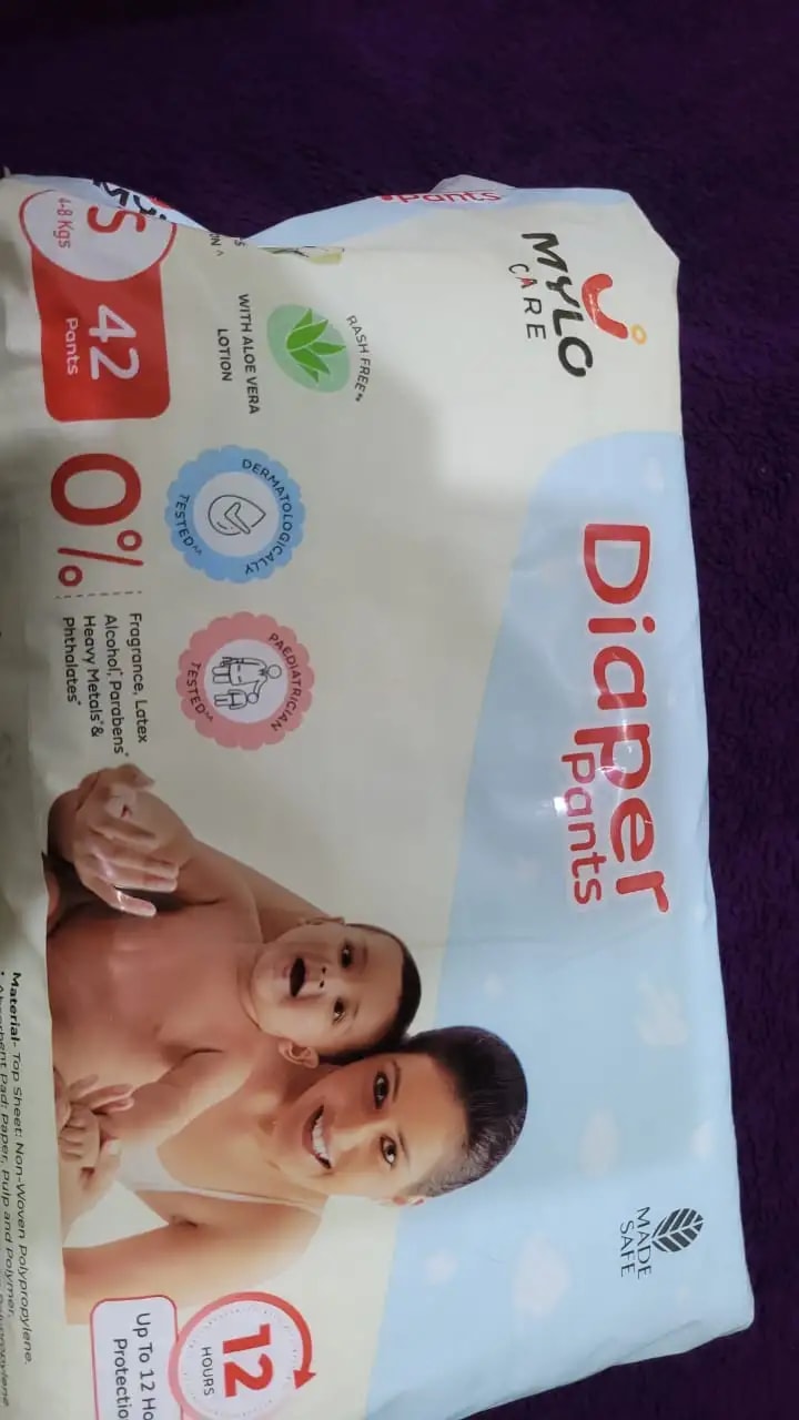 Baby Diaper Pants Small (S) Size 4-8 kgs (42 count) Leak Proof | Lightweight | Rash Free | 12 Hours Protection | ADL Technology (Pack of 1)