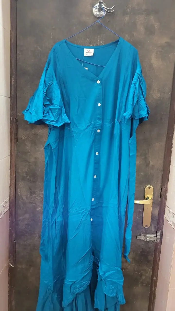 Maternity Dresses For Women with Both Side Zipper For Easy Feeding | Adjustable Belt for Growing Belly | Maxi Dress | Little Hearts - Sea Green | L