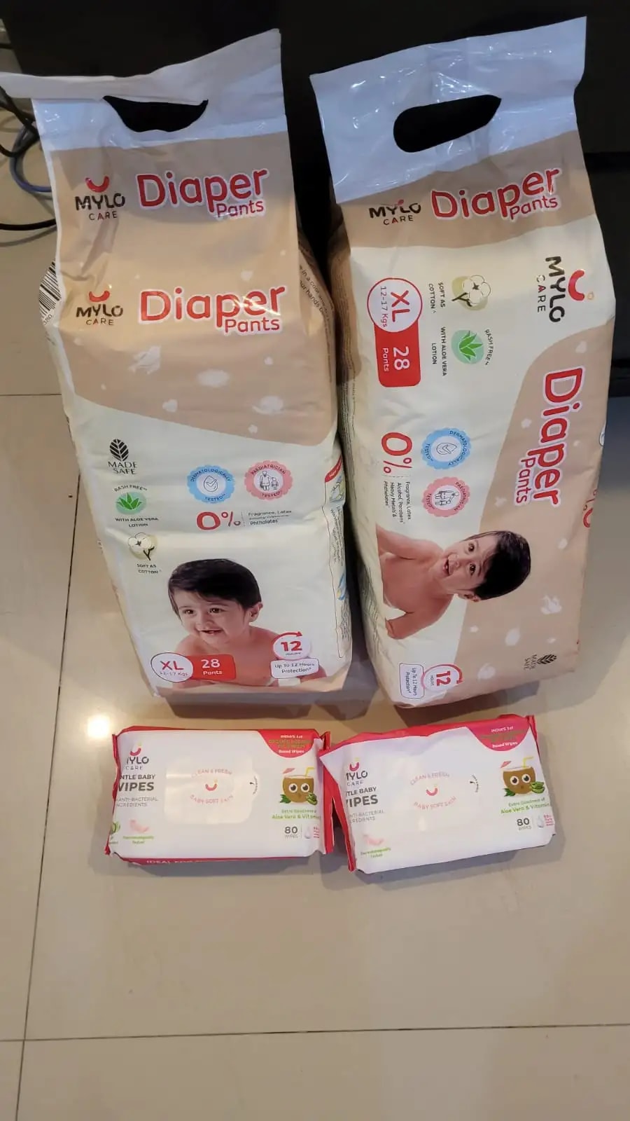 Super Saver Combo - Baby Diaper Pants Medium (M) 7-8 kgs - (76 count) Leak Proof + Extra Virgin Coconut Oil (200ml)