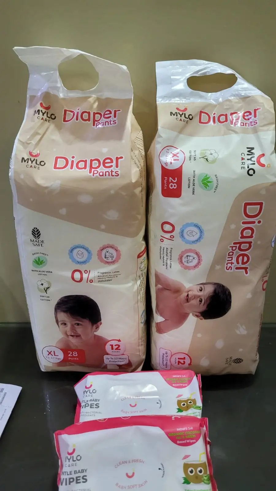 Super Saver Combo - Baby Diaper Pants Medium (M) 7-8 kgs - (76 count) Leak Proof + Extra Virgin Coconut Oil (200ml)