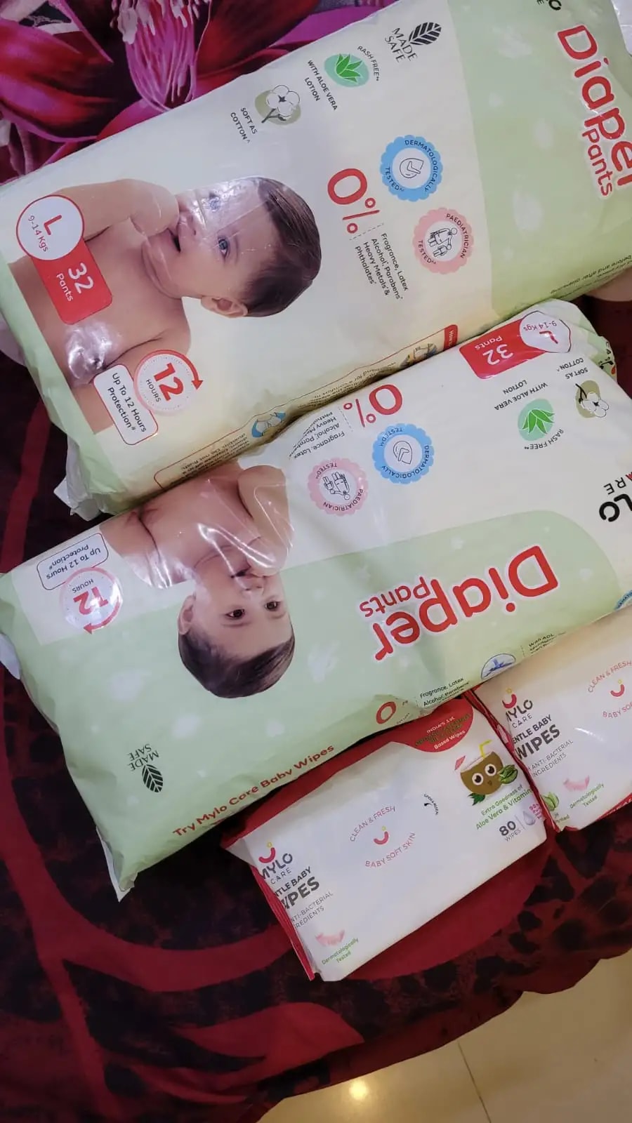 Super Saver Combo - Baby Diaper Pants Medium (M) 7-8 kgs - (76 count) Leak Proof + Extra Virgin Coconut Oil (200ml)