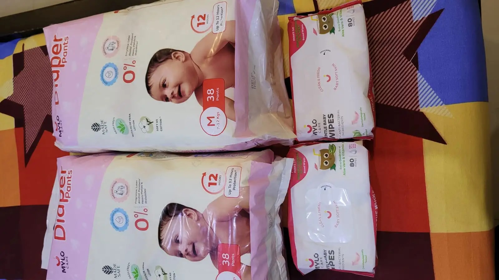 Super Saver Combo - Baby Diaper Pants Medium (M) 7-8 kgs - (76 count) Leak Proof + Extra Virgin Coconut Oil (200ml)
