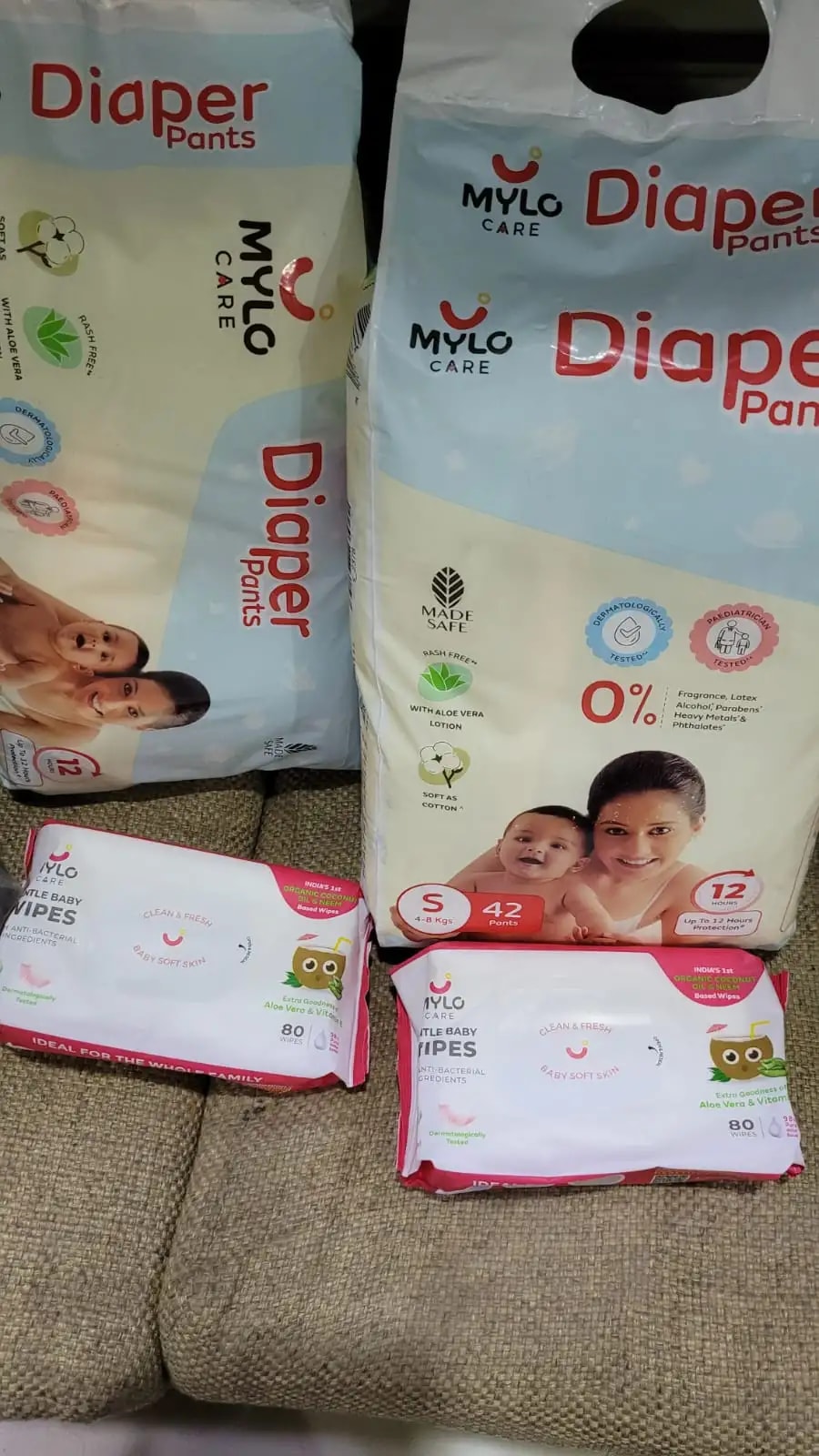 Super Saver Combo - Baby Diaper Pants Medium (M) 7-8 kgs - (76 count) Leak Proof + Extra Virgin Coconut Oil (200ml)