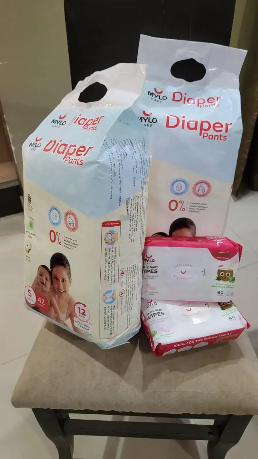 Super Saver Combo - Baby Diaper Pants Medium (M) 7-8 kgs - (76 count) Leak Proof + Extra Virgin Coconut Oil (200ml)