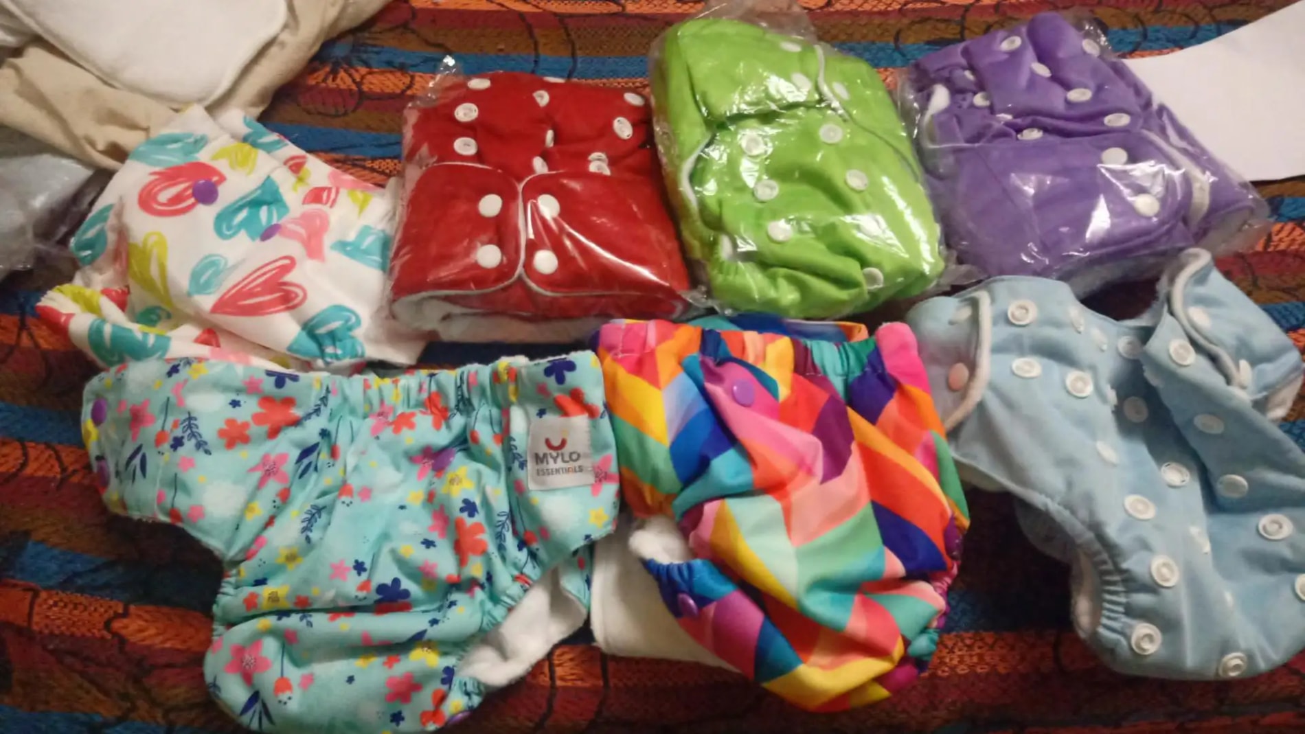 Adjustable Washable & Reusable Cloth Diaper With Dry Feel, Absorbent Insert Pad (3M-3Y) | Oeko-Tex Certified | Prevents Rashes - Assorted Colors - Pack of 4